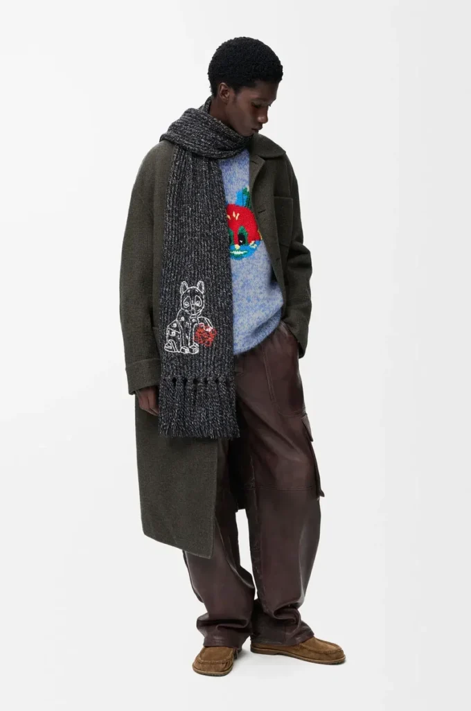 Pull en laine et mohair mélangés Bleu/Blanc