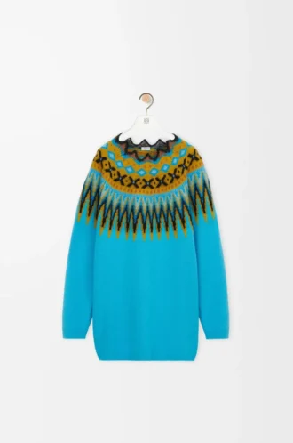 Pull en laine et mohair mélangés Bleu/Multicolore