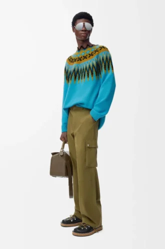 Pull en laine et mohair mélangés Bleu/Multicolore