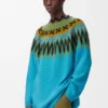 Pull en laine et mohair mélangés Bleu/Multicolore