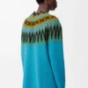 Pull en laine et mohair mélangés Bleu/Multicolore