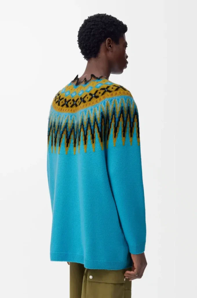 Pull en laine et mohair mélangés Bleu/Multicolore