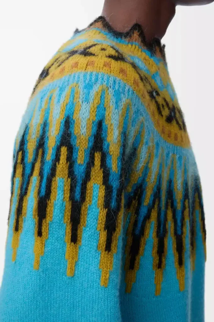 Pull en laine et mohair mélangés Bleu/Multicolore