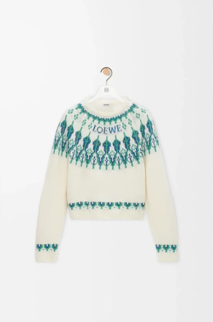 Pull en laine mélangée Blanc/Menthe Pull en laine mélangée Blanc/Menthe