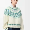 Pull en laine mélangée Blanc/Menthe Pull en laine mélangée Blanc/Menthe