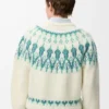 Pull en laine mélangée Blanc/Menthe Pull en laine mélangée Blanc/Menthe