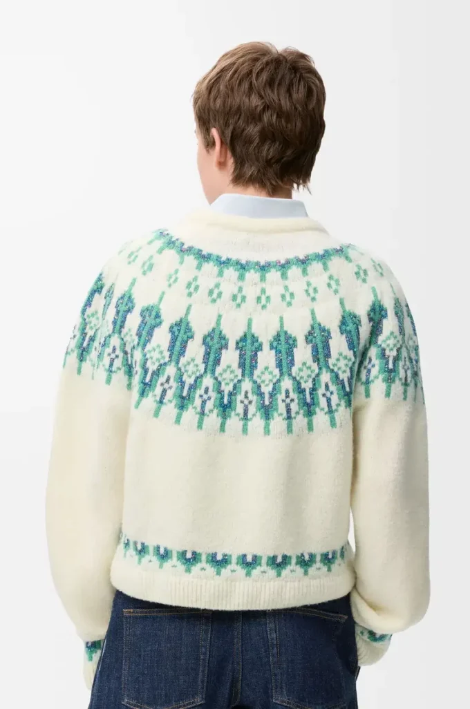 Pull en laine mélangée Blanc/Menthe Pull en laine mélangée Blanc/Menthe