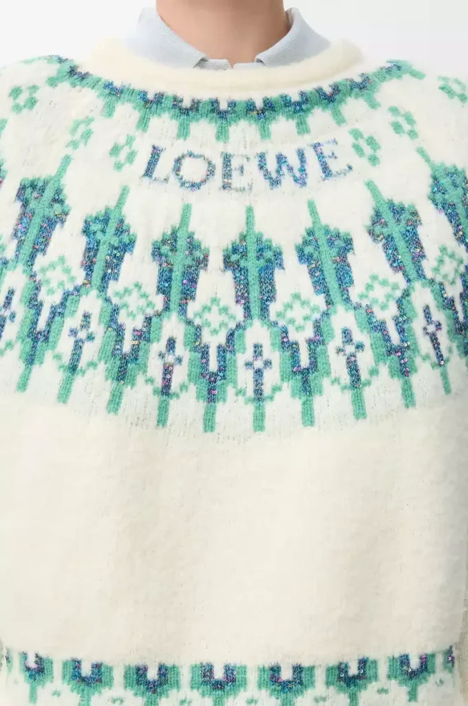 Pull en laine mélangée Blanc/Menthe Pull en laine mélangée Blanc/Menthe