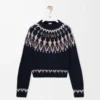 Pull en laine mélangée Bleu marine/Multicolore Pull en laine mélangée Bleu marine/Multicolore