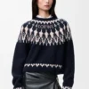 Pull en laine mélangée Bleu marine/Multicolore Pull en laine mélangée Bleu marine/Multicolore