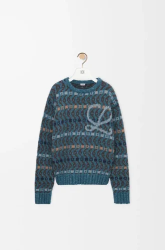 Pull en laine mélangée Bleu/Multicolore