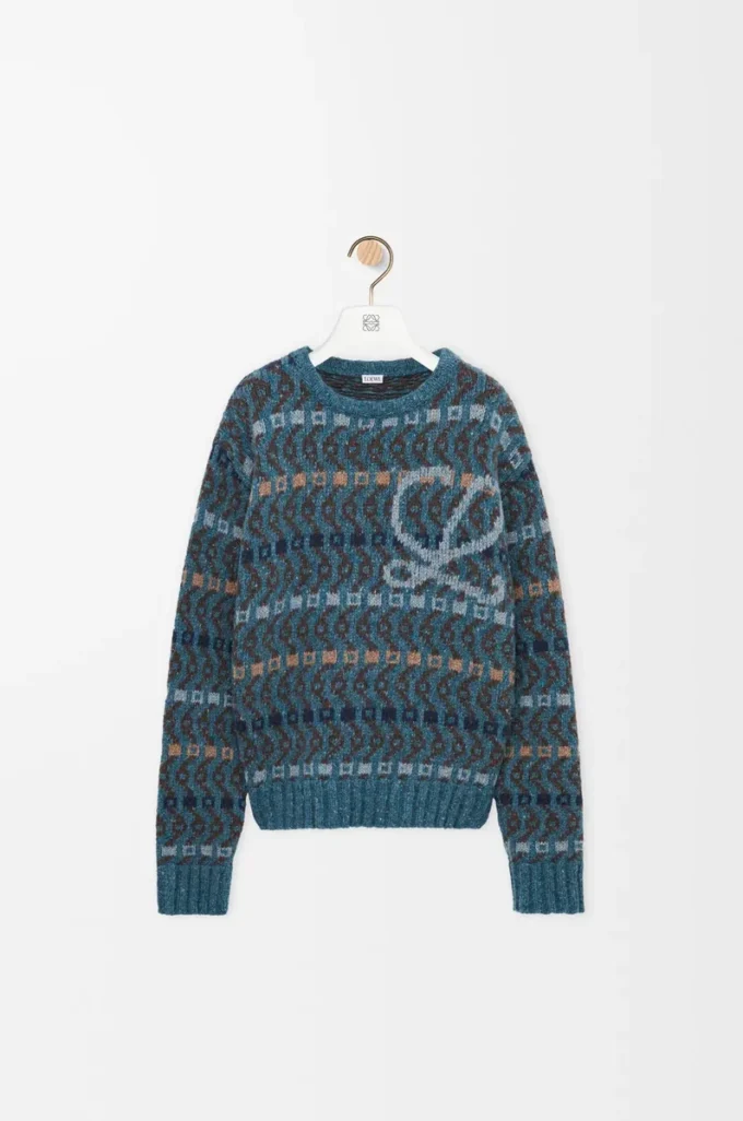 Pull en laine mélangée Bleu/Multicolore Pull en laine mélangée Bleu/Multicolore