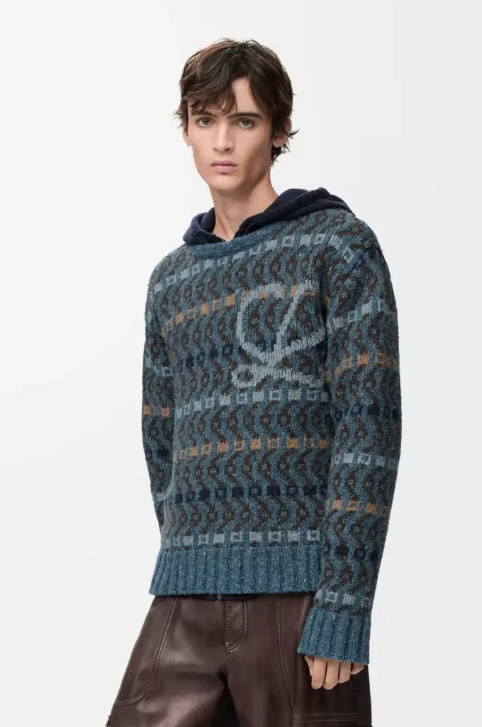 Pull en laine mélangée Bleu/Multicolore Pull en laine mélangée Bleu/Multicolore