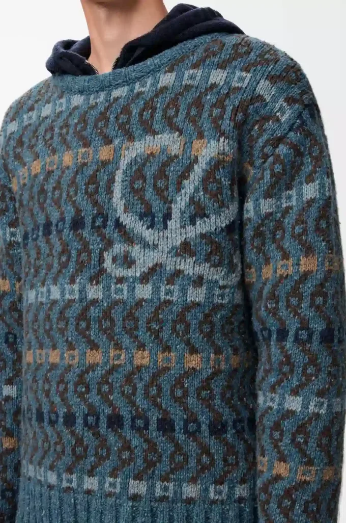 Pull en laine mélangée Bleu/Multicolore Pull en laine mélangée Bleu/Multicolore