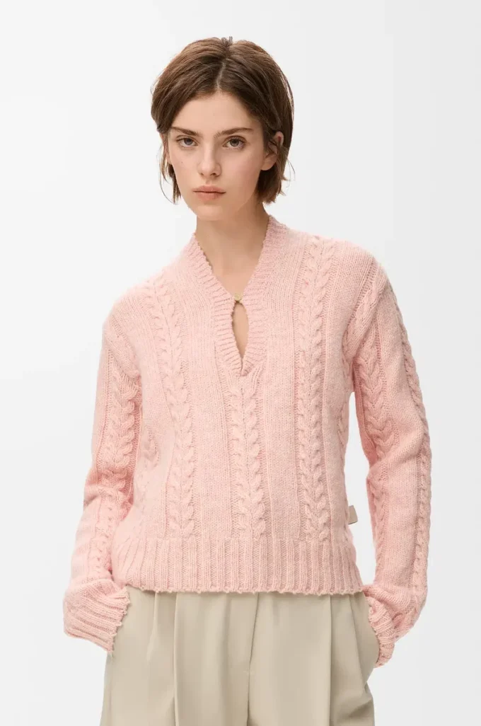 Pull en laine rose
