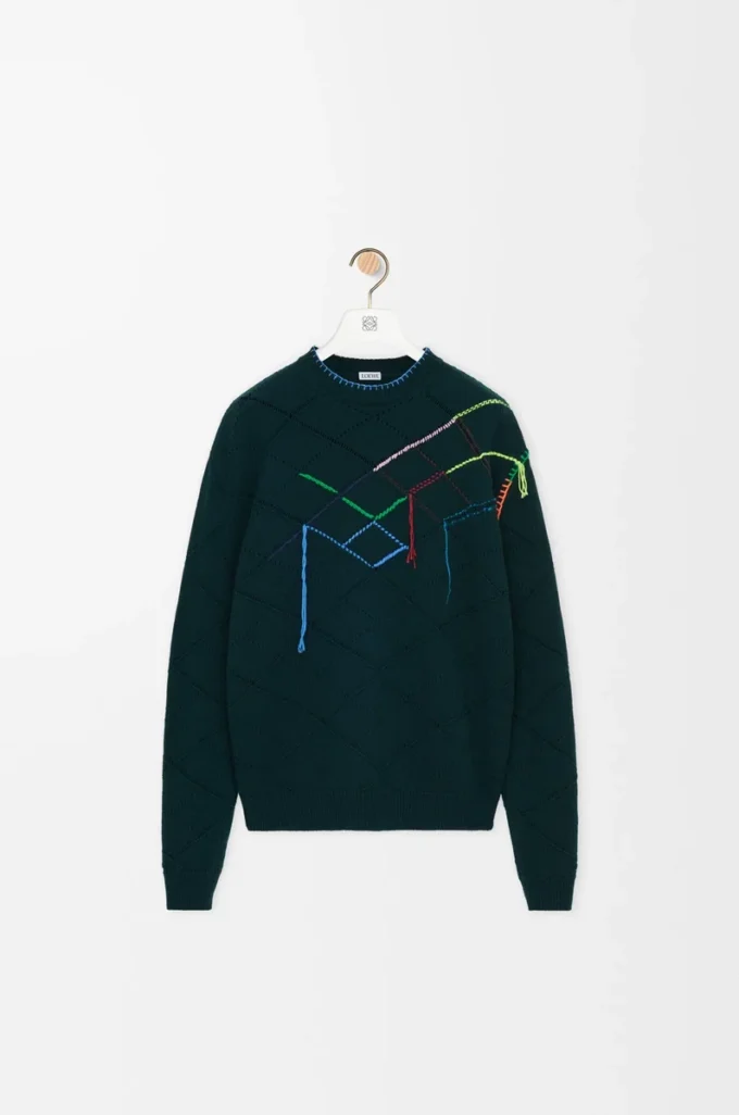 Pull en laine Vert foncé/Multicolore