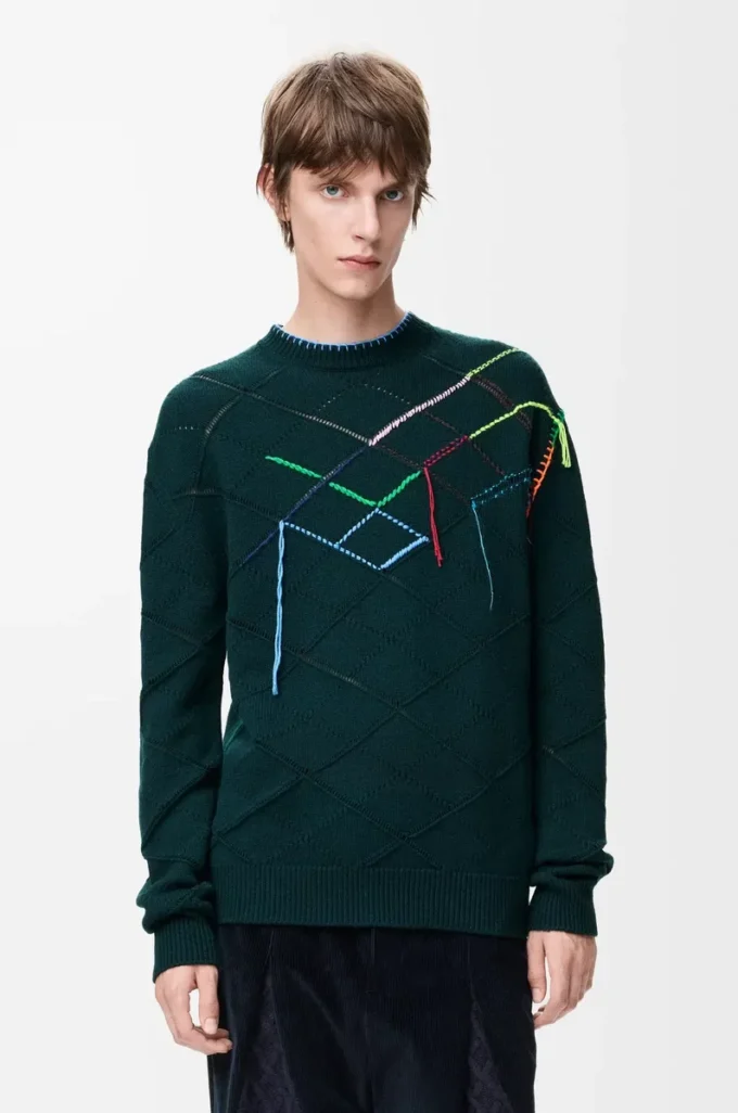Pull en laine Vert foncé/Multicolore