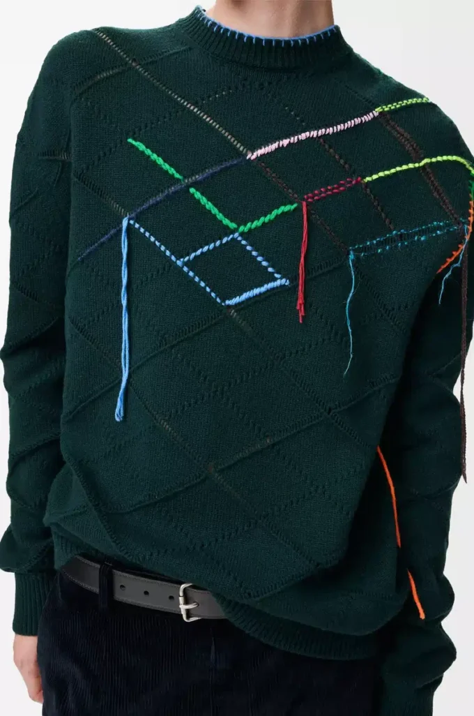 Pull en laine Vert foncé/Multicolore