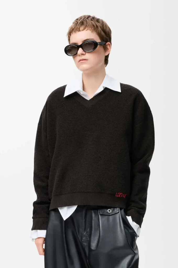 Pull en laine vert kaki