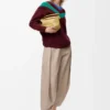 Pantalon drapé en coton et soie Beige