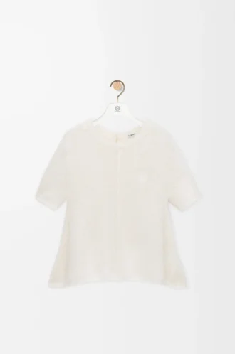 Pull à manches courtes en mélange mohair blanc