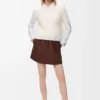 Pull à manches courtes en mélange mohair blanc