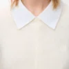 Pull à manches courtes en mélange mohair blanc