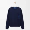 Pull à poche Anagram en coton mélangé bleu marine