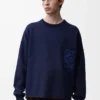Pull à poche Anagram en coton mélangé bleu marine