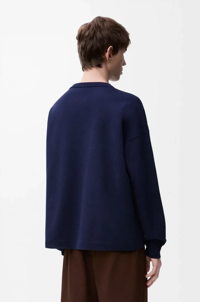 Pull à poche Anagram en coton mélangé bleu marine