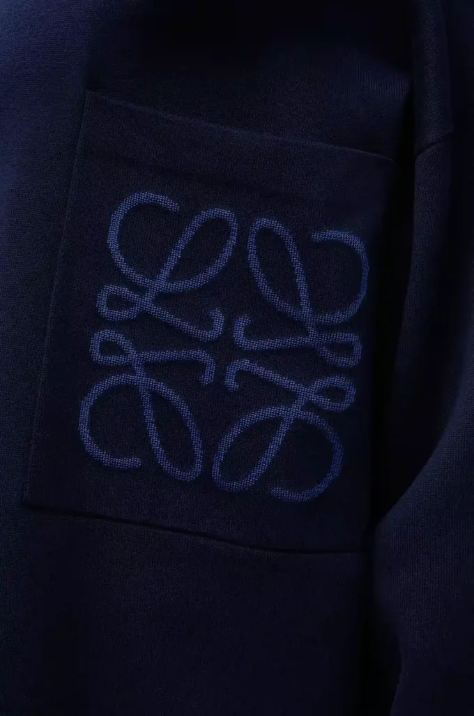 Pull à poche Anagram en coton mélangé bleu marine