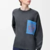 Pull à poche Anagram en coton mélangé Gris/Bleu