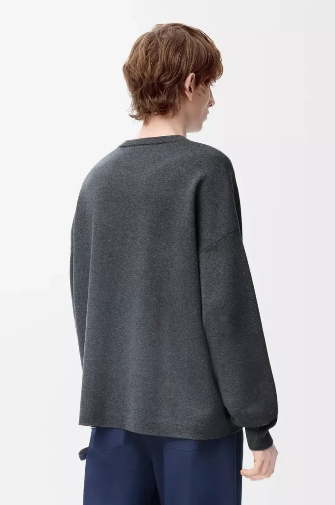 Pull à poche Anagram en coton mélangé Gris/Bleu