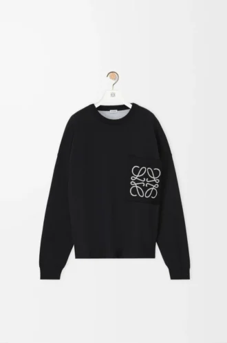 Pull à poche Anagram en coton mélangé Noir/Blanc