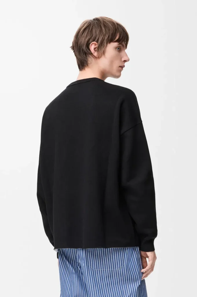 Pull à poche Anagram en coton mélangé Noir/Blanc