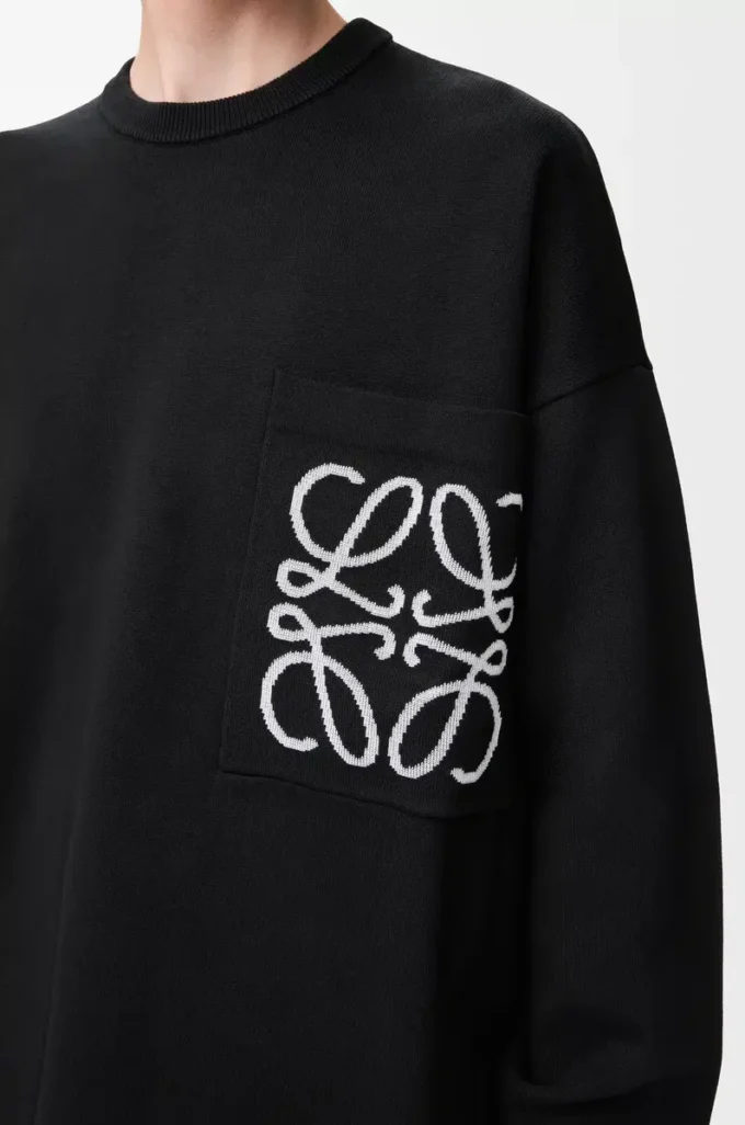 Pull à poche Anagram en coton mélangé Noir/Blanc
