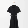 Robe ceinturée en viscose stretch noire