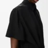 Robe ceinturée en viscose stretch noire