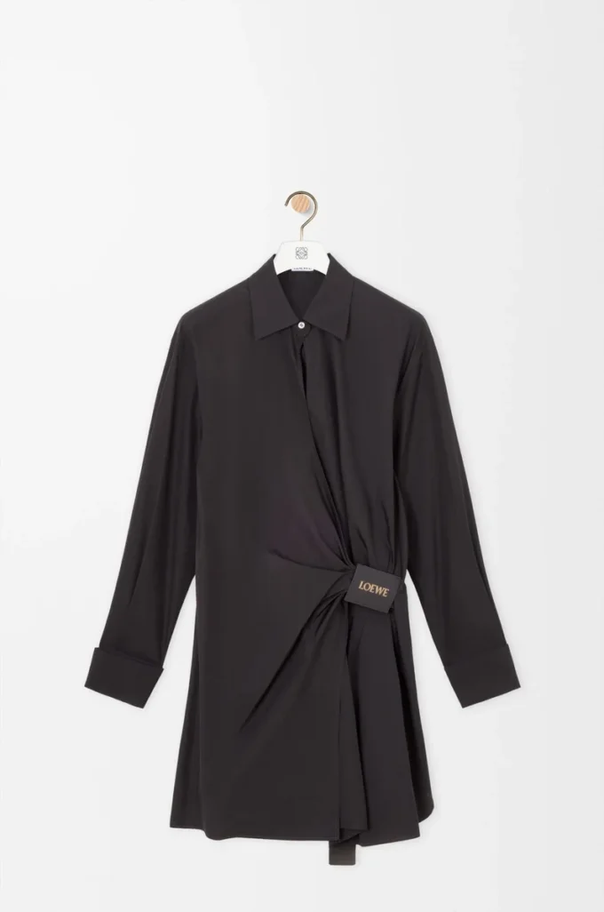 Robe chemise en coton Noir