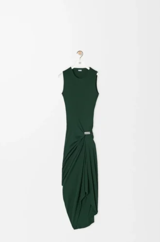 Robe débardeur en coton vert foncé