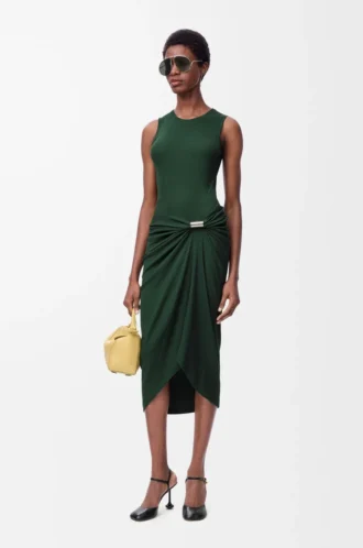 Robe débardeur en coton vert foncé
