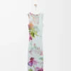 Robe débardeur en soie et coton Bleu clair/Multicolore
