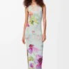 Robe débardeur en soie et coton Bleu clair/Multicolore