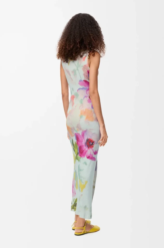 Robe débardeur en soie et coton Bleu clair/Multicolore