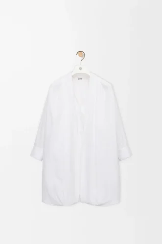 Robe drapée en coton blanc