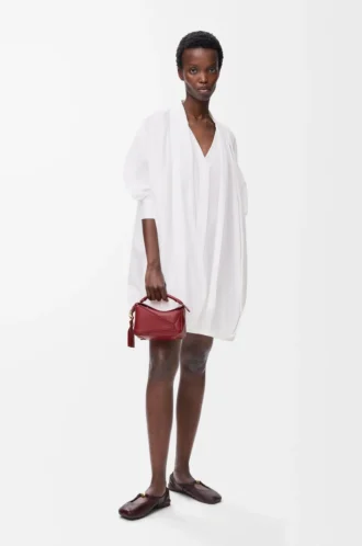 Robe drapée en coton blanc