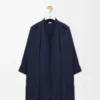 Robe drapée en coton bleu marine
