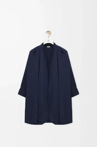 Robe drapée en coton bleu marine