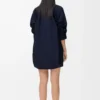 Robe drapée en coton bleu marine