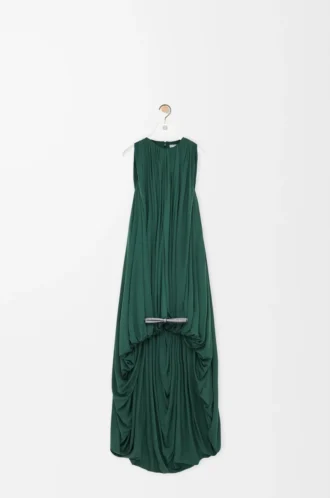 Robe drapée en soie Vert